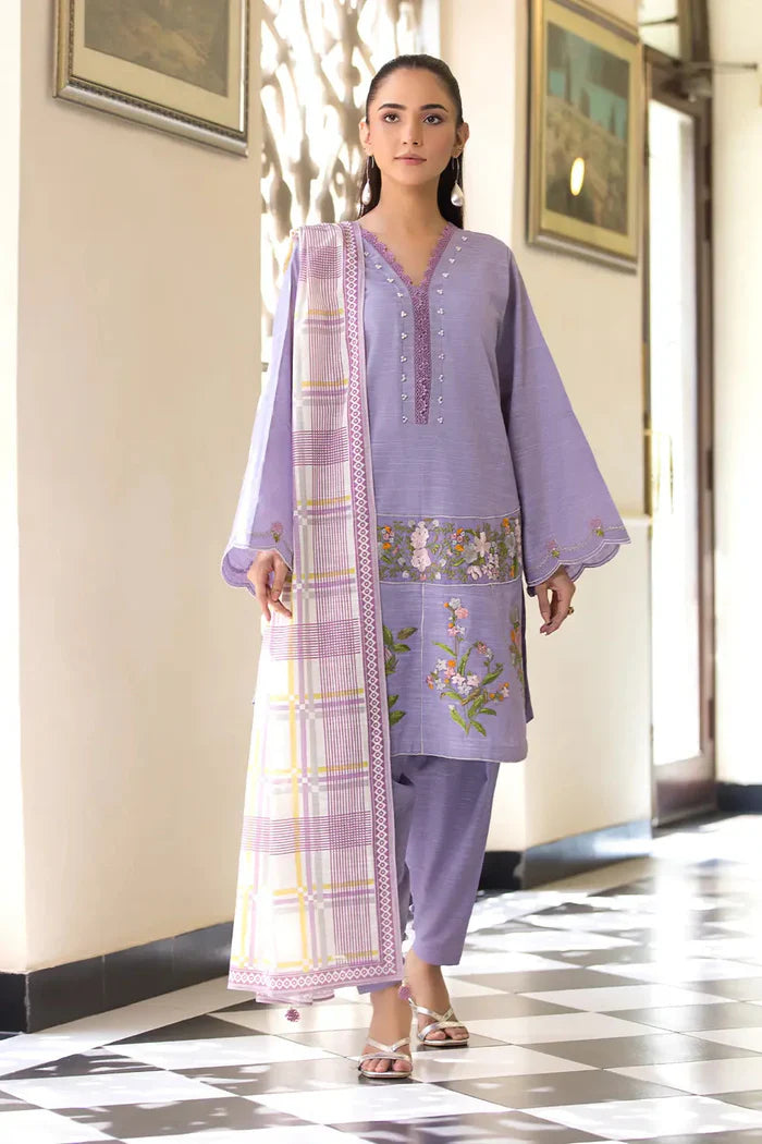 3PC Embroidered Unstitched Khaddar Suit