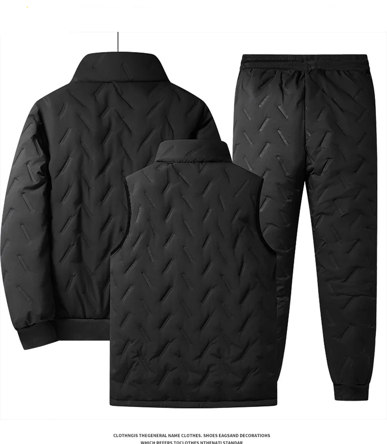 3 Piece Set Men Tracksuit for Winter Fleece