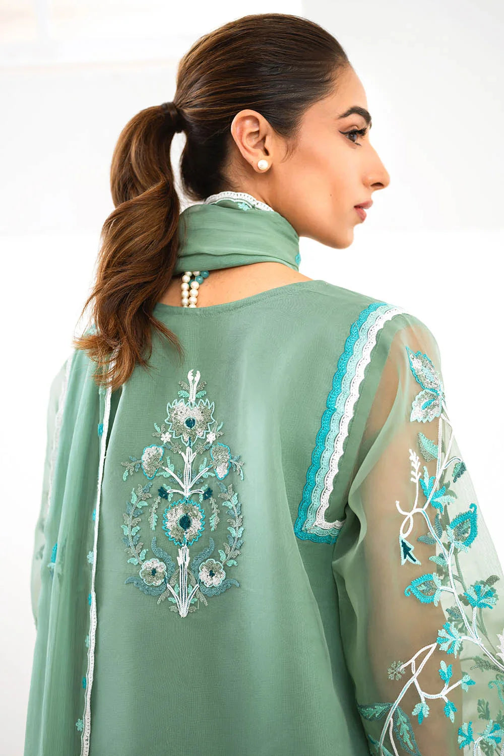 3 Piece Unstitched Embroidered Organza Suit with Embroidered Chiffon Dupatta