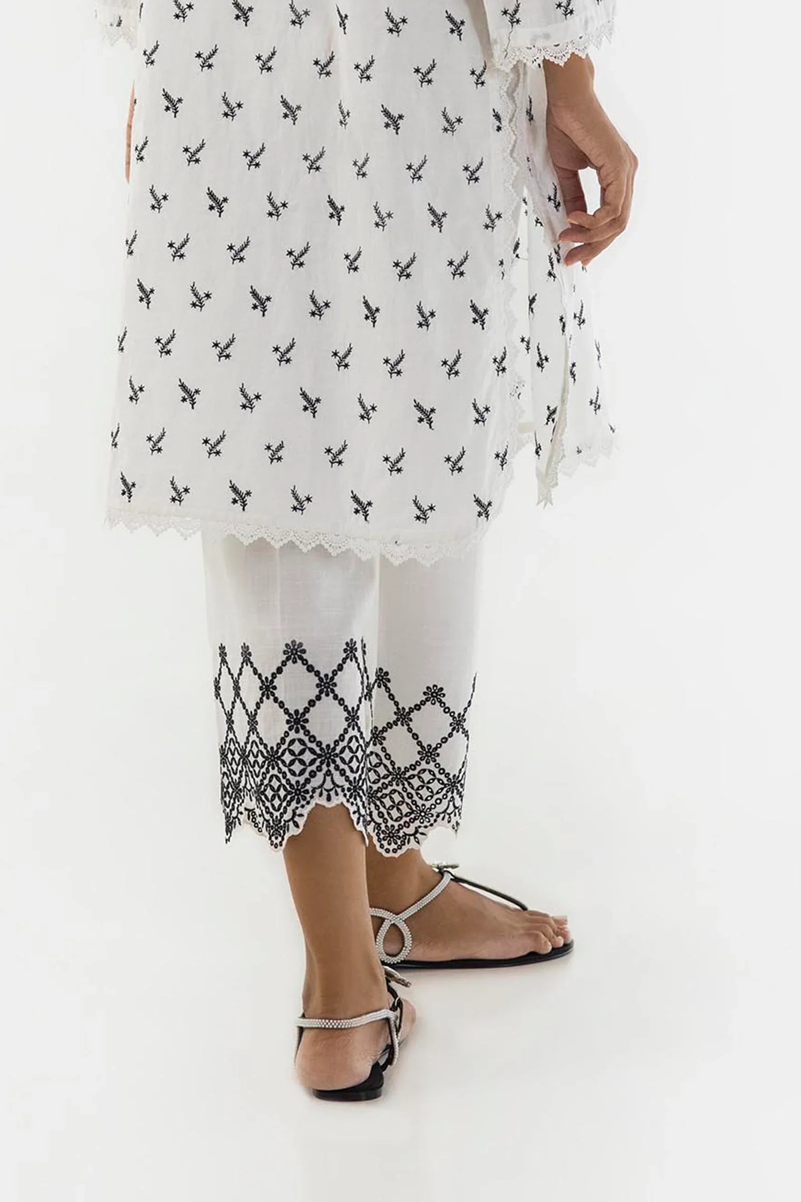 Off White Slub Lawn Culotte
