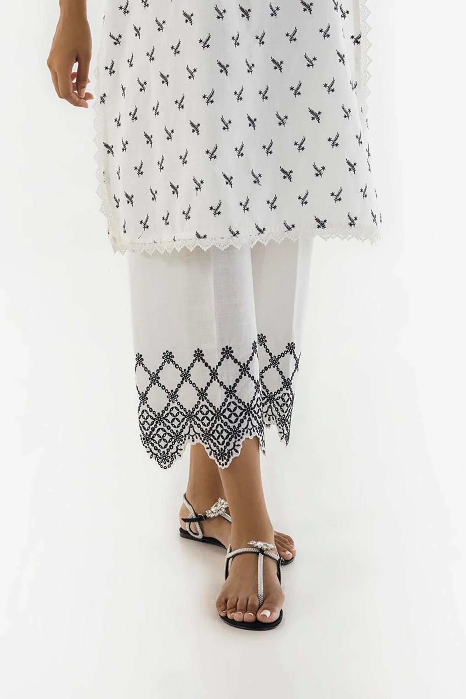 Off White Slub Lawn Culotte