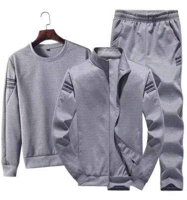 Men's Casual Sportswear Sweatshirt Set Three Bars Trendy Three-piece Set